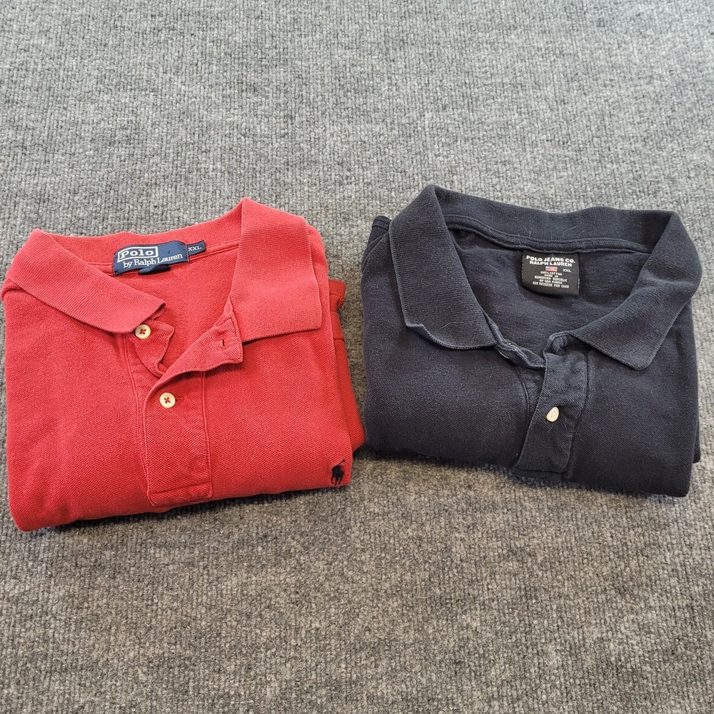 Lot of 2 Polo Ralph Lauren Y2K Solid Polo Shirts XXL